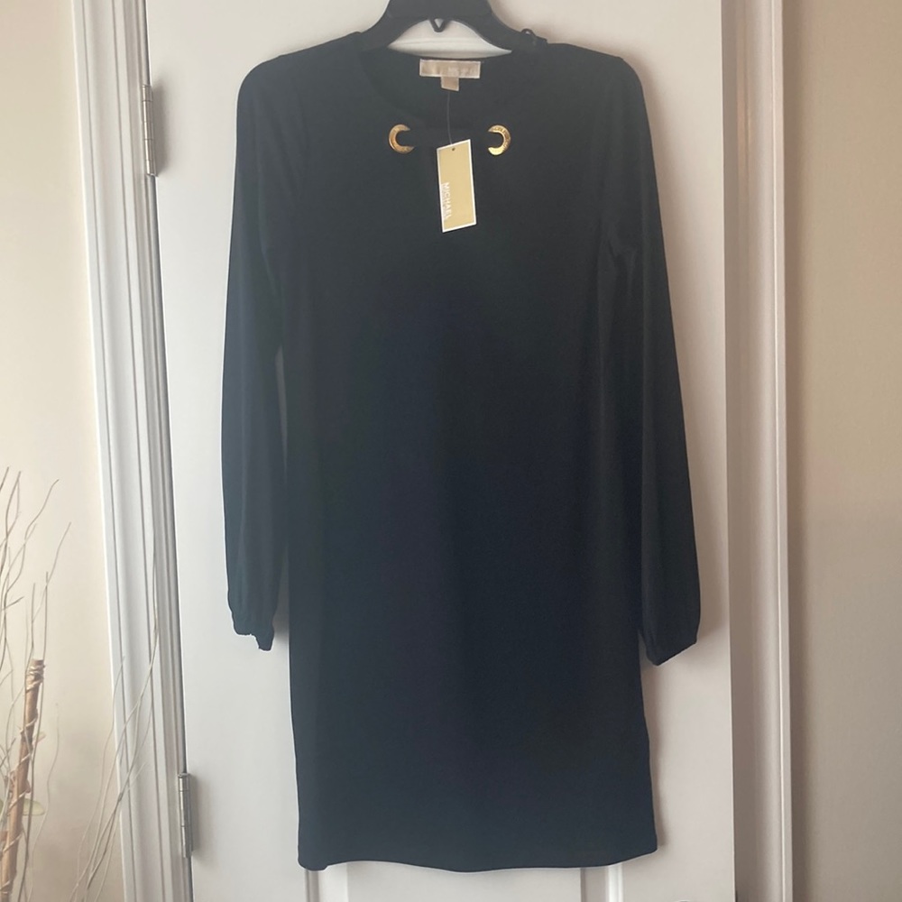 NWT Michael Kors long sleeve women’s black dress